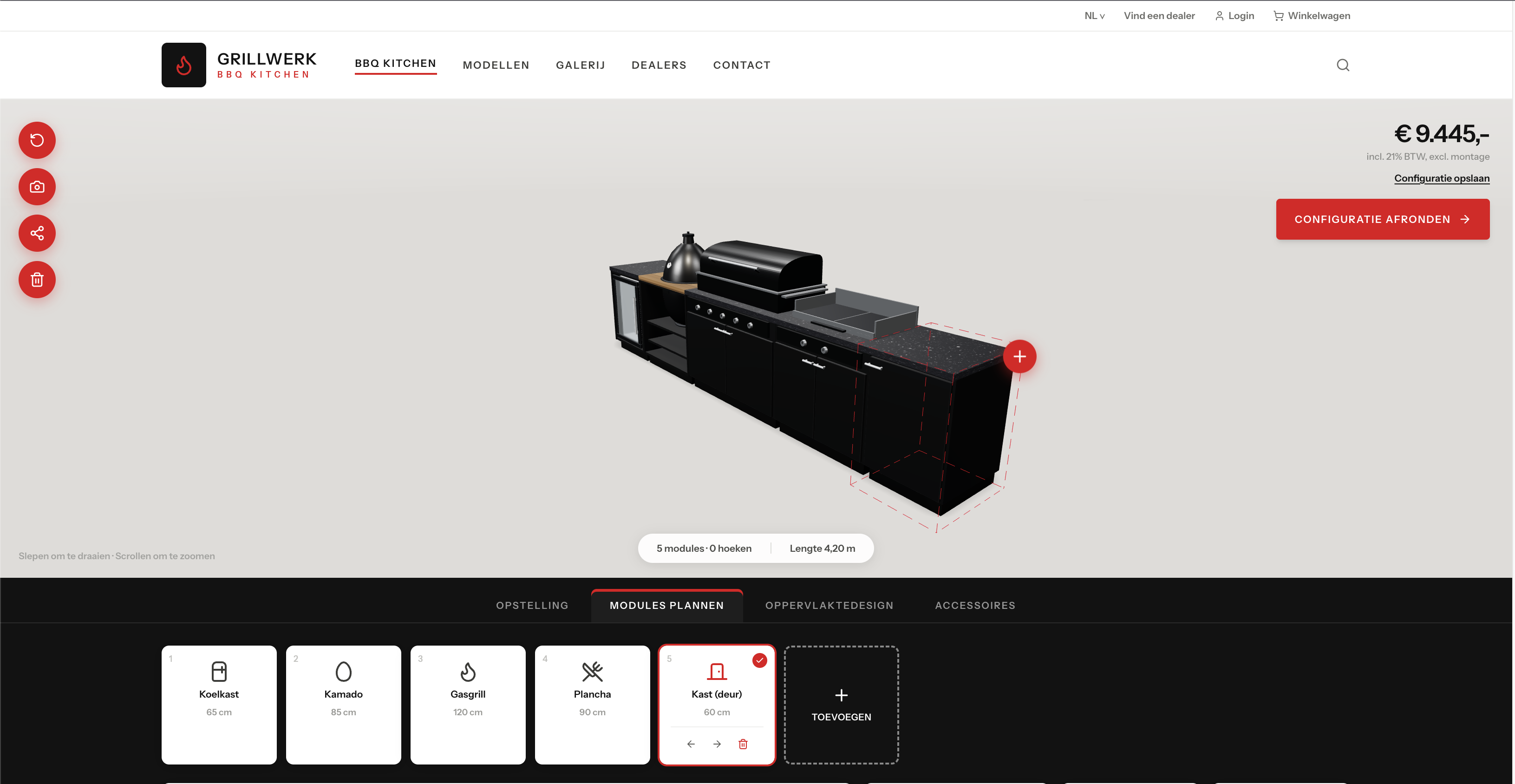 Configurator-interface met productregels en offerte-output